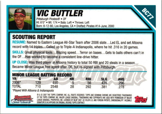 2007 Bowman Chrome Prospects Vic Buttler