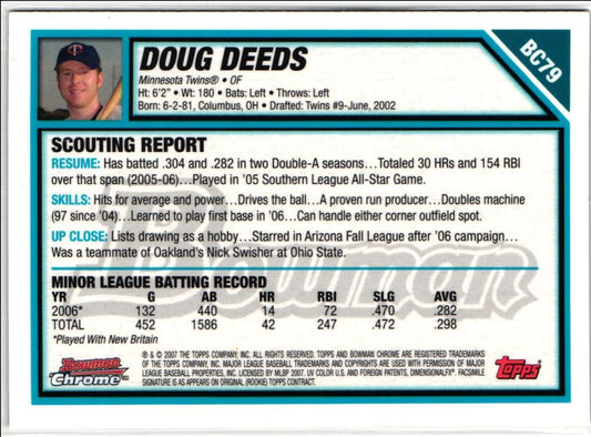 2007 Bowman Chrome Prospects Doug Deeds