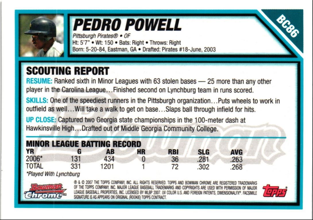 2007 Bowman Chrome Prospects Pedro Powell