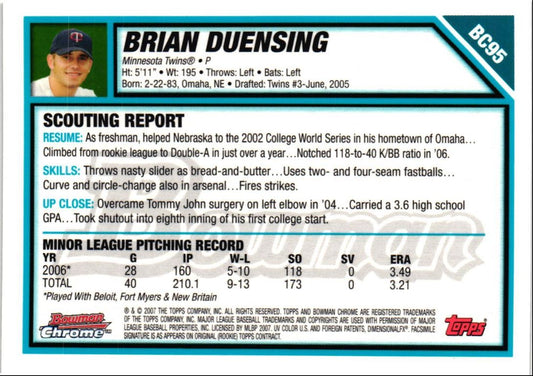 2007 Bowman Chrome Prospects Brian Duensing