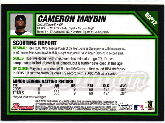 2007 Bowman Draft Picks & Prospects Cameron Maybin