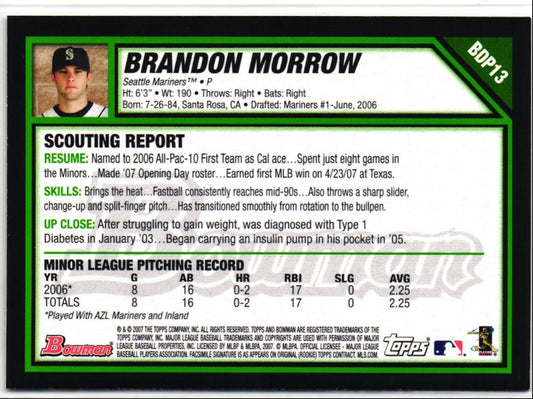 2007 Bowman Draft Picks & Prospects Brandon Morrow