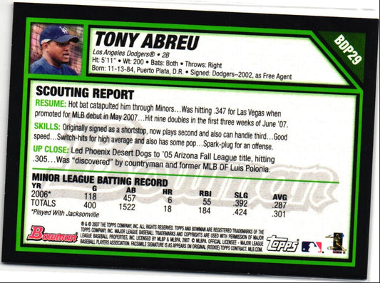 2007 Bowman Draft Picks & Prospects Tony Abreu