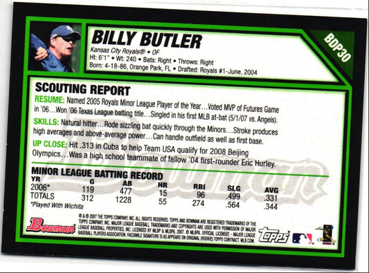 2007 Bowman Draft Picks & Prospects Billy Butler