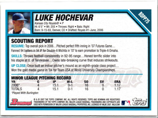 2007 Bowman Draft Picks & Prospects Luke Hochevar