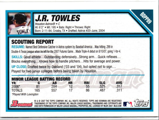 2007 Bowman Draft Picks & Prospects J.R. Towles