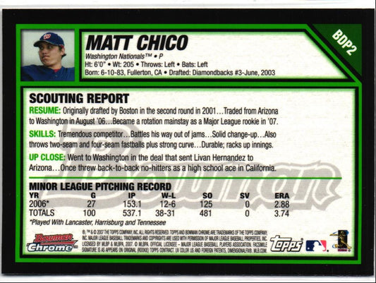 2007 Bowman Draft Picks & Prospects Chrome Matt Chico