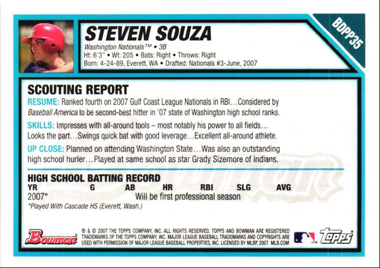 2007 Bowman Draft Picks & Prospects Chrome Steven Souza