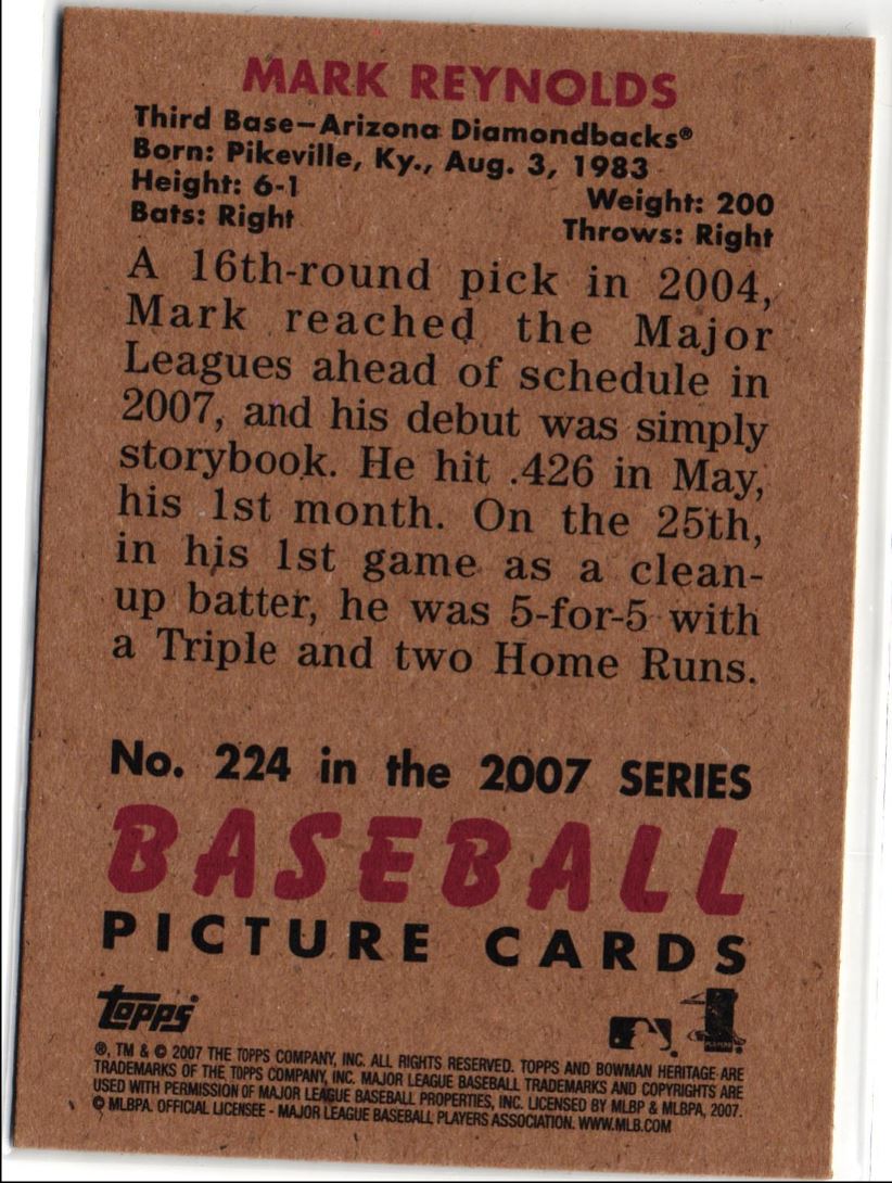 2007 Bowman Heritage Mark Reynolds
