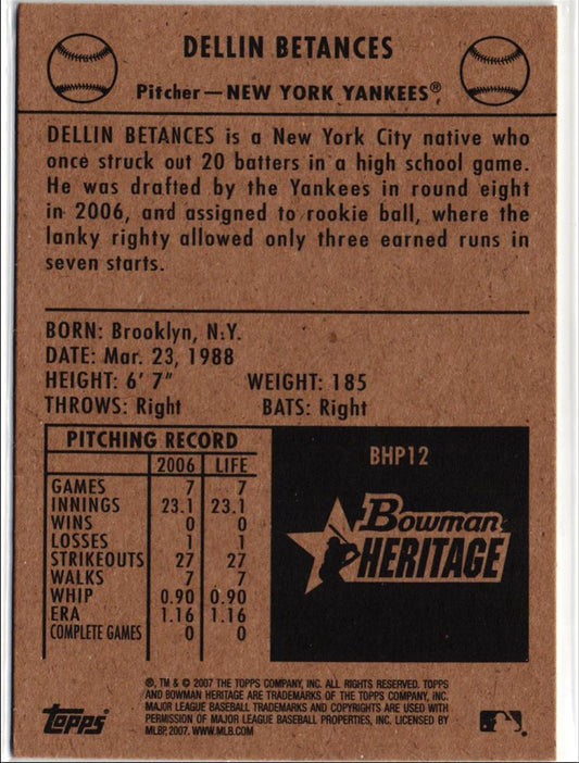 2007 Bowman Heritage Prospects Dellin Betances