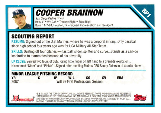 2007 Bowman Prospects Cooper Brannon