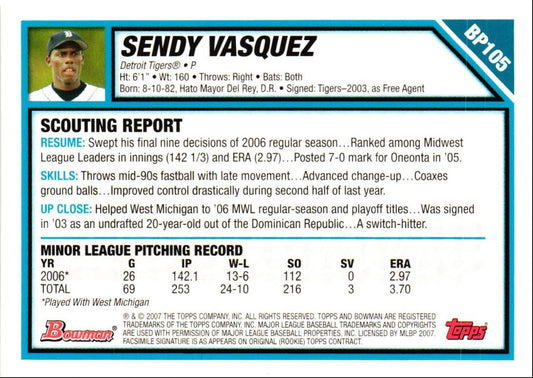 2007 Bowman Prospects Sendy Vasquez