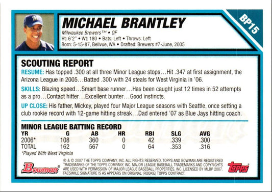 2007 Bowman Prospects Michael Brantley