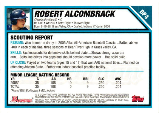 2007 Bowman Prospects Robert Alcombrack