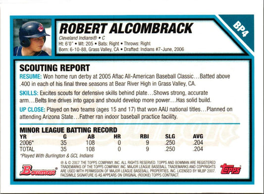 2007 Bowman Prospects Robert Alcombrack