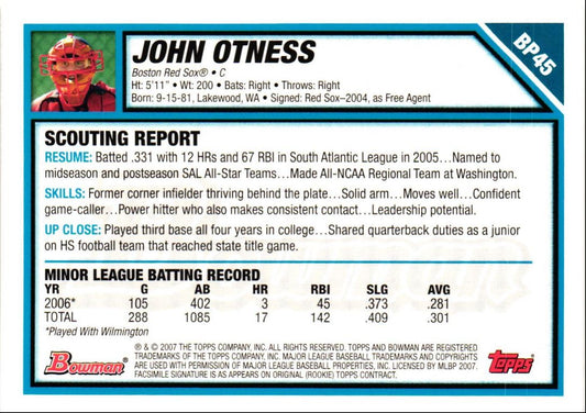 2007 Bowman Prospects John Otness