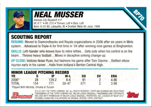 2007 Bowman Prospects Neal Musser