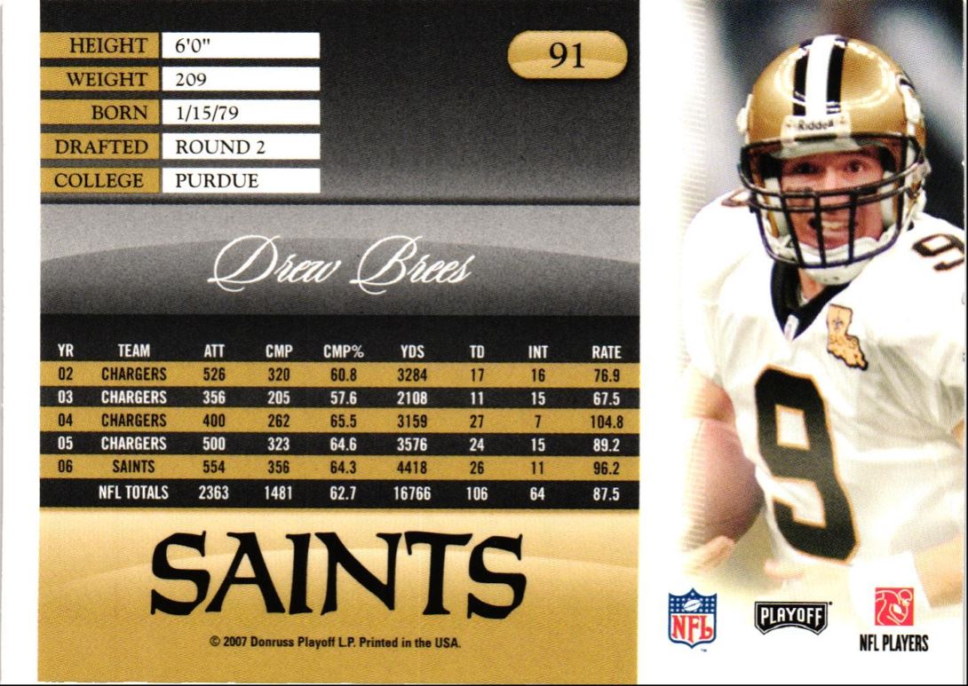 2007 Playoff Prestige Drew Brees