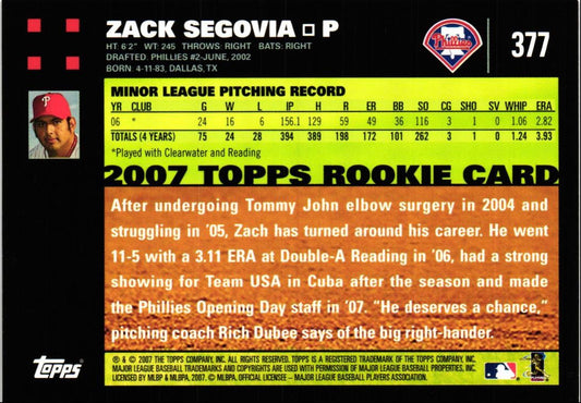 2007 Topps Zack Segovia