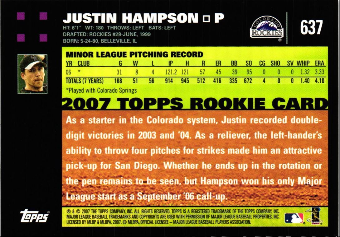 2007 Topps Justin Hampson