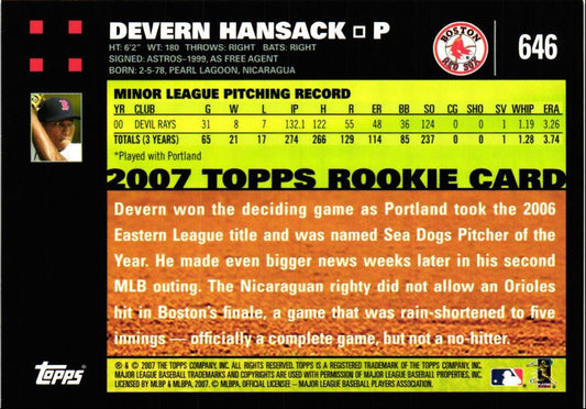 2007 Topps Devern Hansack