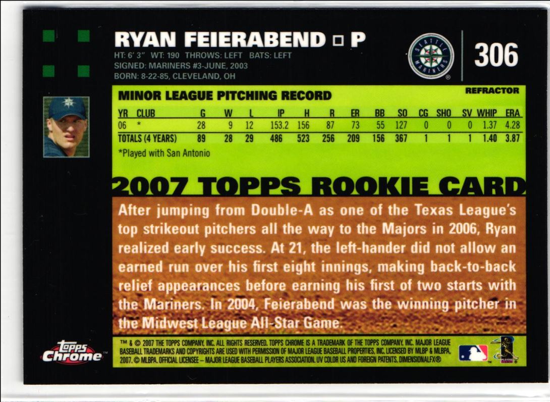 2007 Topps Chrome Ryan Feierabend