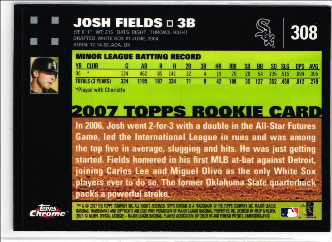 2007 Topps Chrome Josh Fields