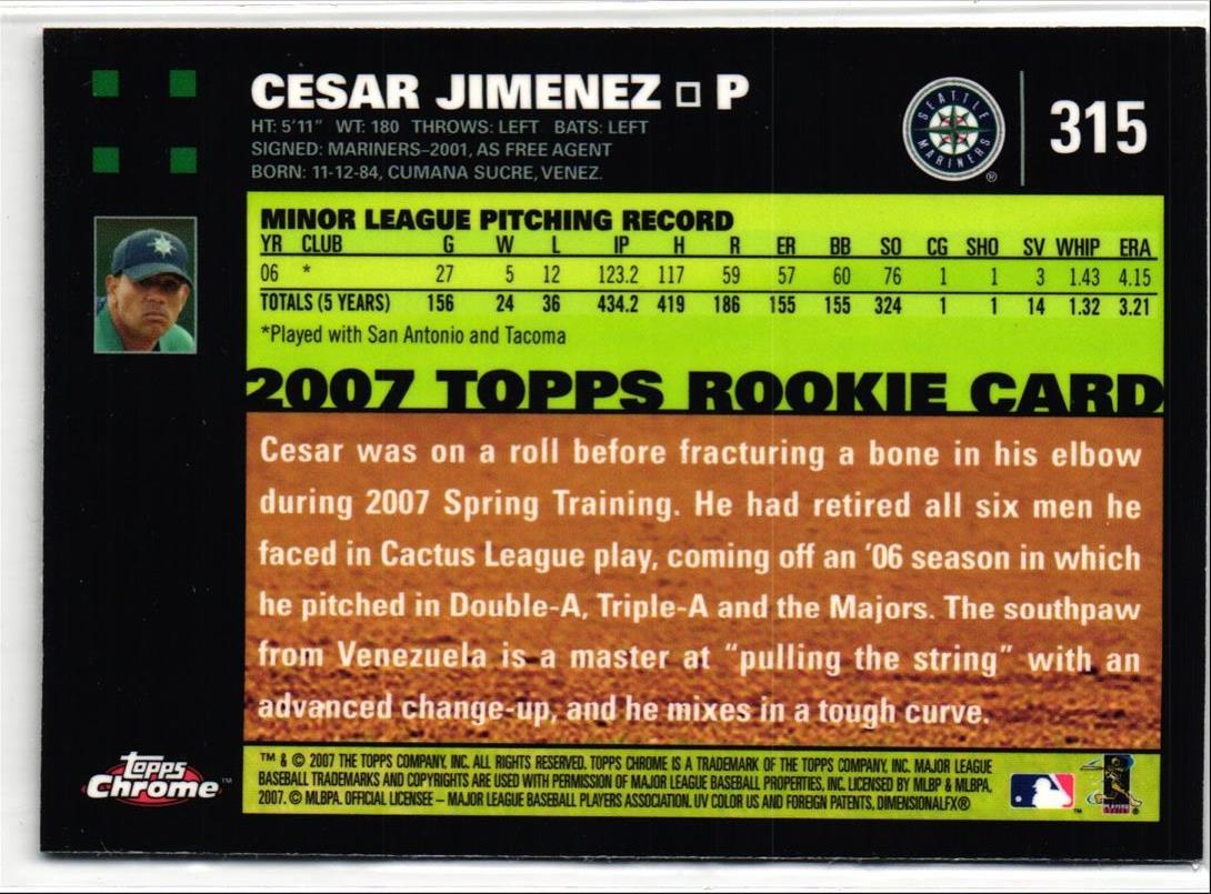 2007 Topps Chrome Cesar Jimenez