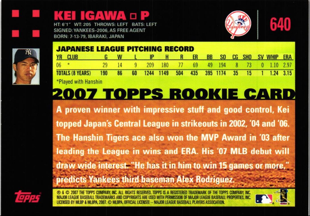 2007 Topps Red Back Kei Igawa