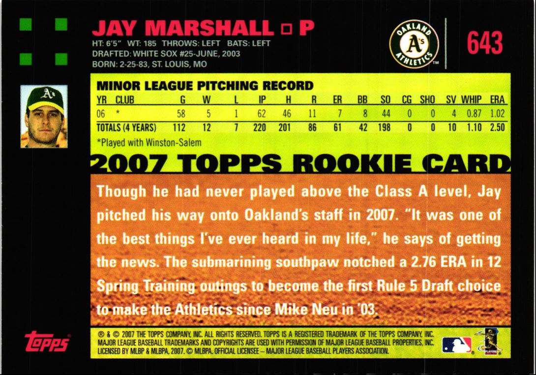 2007 Topps Red Back Jay Marshall