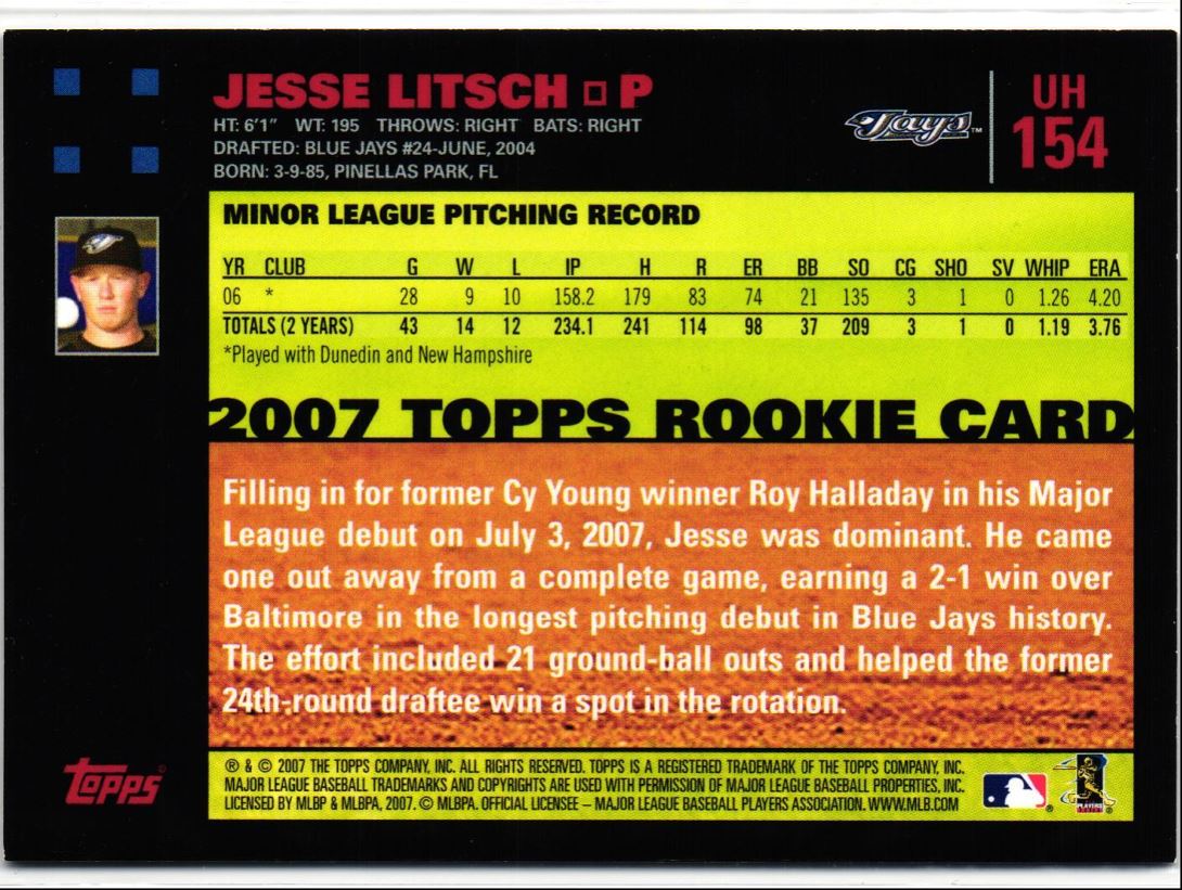 2007 Topps Red Back Jesse Litsch