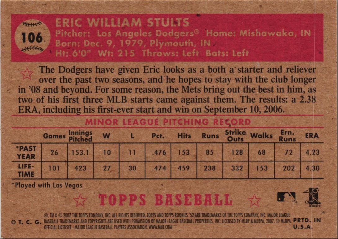 2007 Topps Rookie 1952 Edition Eric Stults