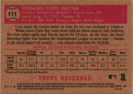 2007 Topps Rookie 1952 Edition Cory Doyne