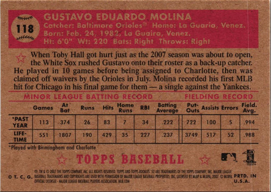 2007 Topps Rookie 1952 Edition Gustavo Molina