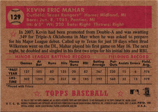 2007 Topps Rookie 1952 Edition Kevin Mahar