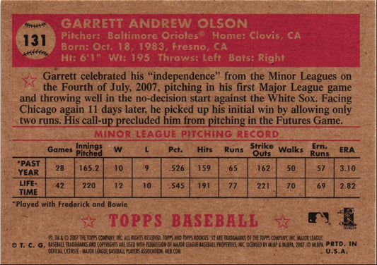 2007 Topps Rookie 1952 Edition Garrett Olson