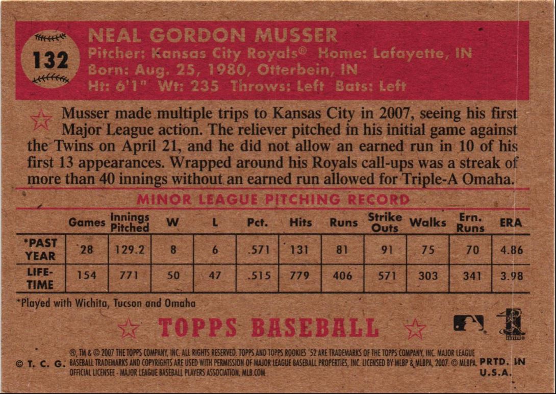 2007 Topps Rookie 1952 Edition Neal Musser