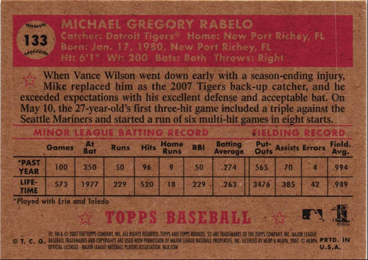 2007 Topps Rookie 1952 Edition Mike Rabelo