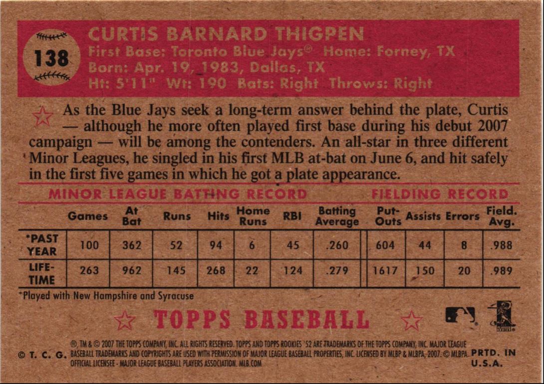 2007 Topps Rookie 1952 Edition Curtis Thigpen