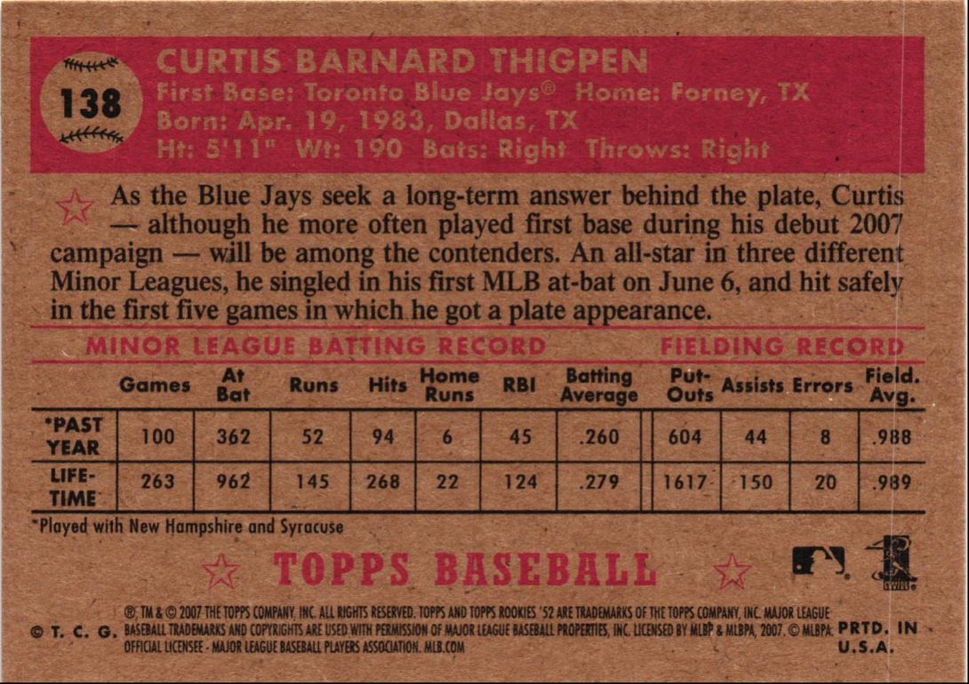 2007 Topps Rookie 1952 Edition Curtis Thigpen