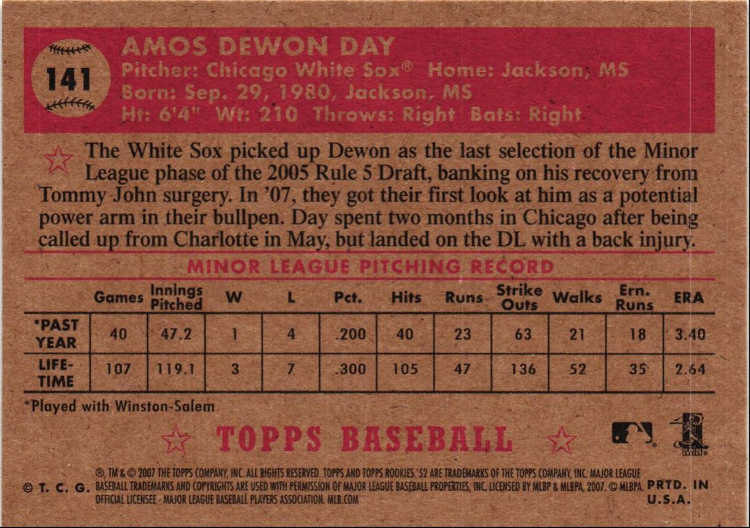 2007 Topps Rookie 1952 Edition Dewon Day