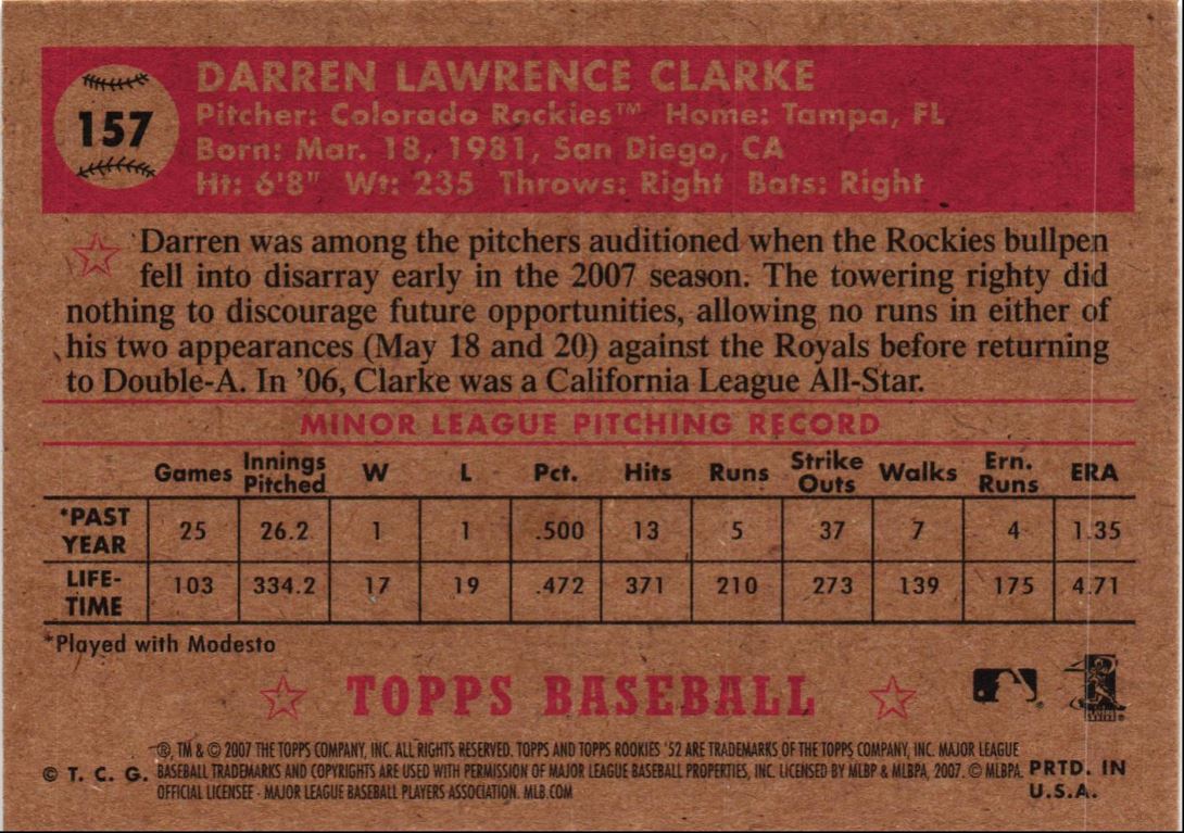 2007 Topps Rookie 1952 Edition Darren Clarke