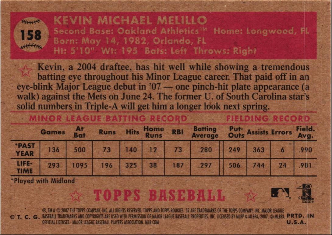 2007 Topps Rookie 1952 Edition Kevin Melillo