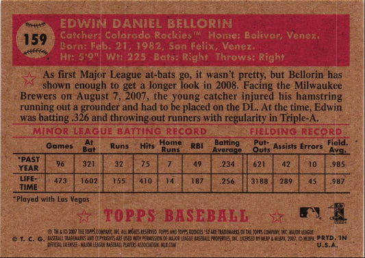 2007 Topps Rookie 1952 Edition Edwin Bellorin