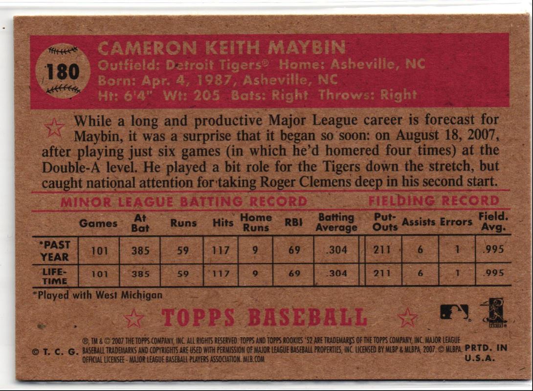 2007 Topps Rookie 1952 Edition Cameron Maybin