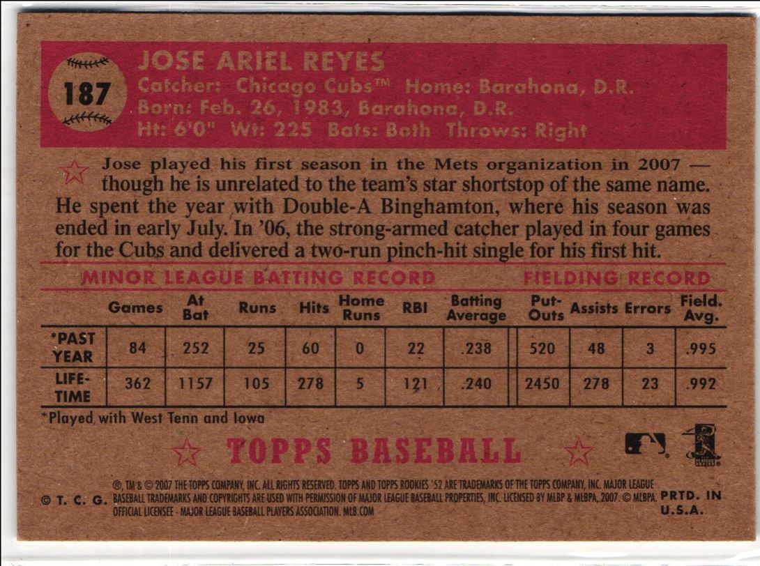 2007 Topps Rookie 1952 Edition Jose A. Reyes