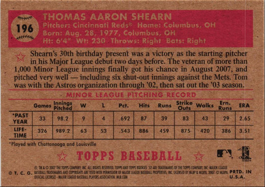 2007 Topps Rookie 1952 Edition Tom Shearn