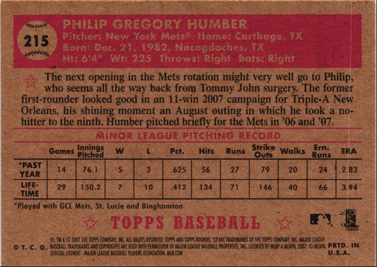 2007 Topps Rookie 1952 Edition Philip Humber