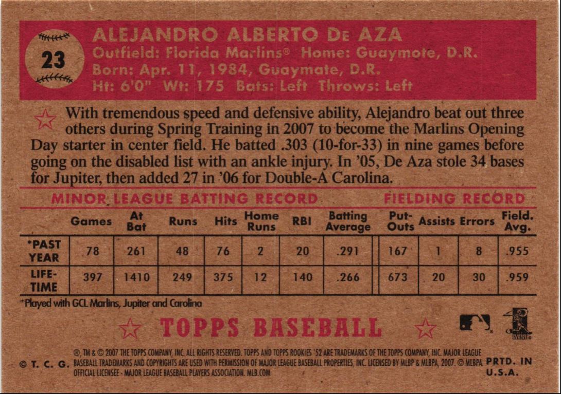 2007 Topps Rookie 1952 Edition Alejandro De Aza