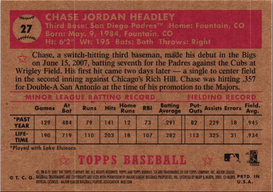 2007 Topps Rookie 1952 Edition Chase Headley